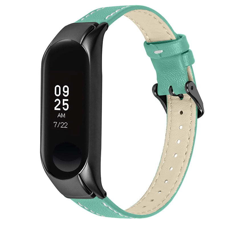For Xiaomi Mi Band 7 Genuine Cowhide Leather Watch Strap Replacement Watchband with Black Watch Case For Xiaomi Mi Band 7 Genuine Cowhide Leather Watch Strap Replacement Watchband with Black Watch Case